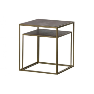 Set a 2 bijzettafels Nest hout/metaal